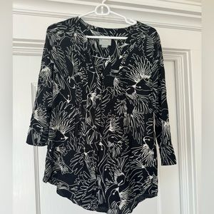 Anthropologie Maeve Bird Print L/S Blouse